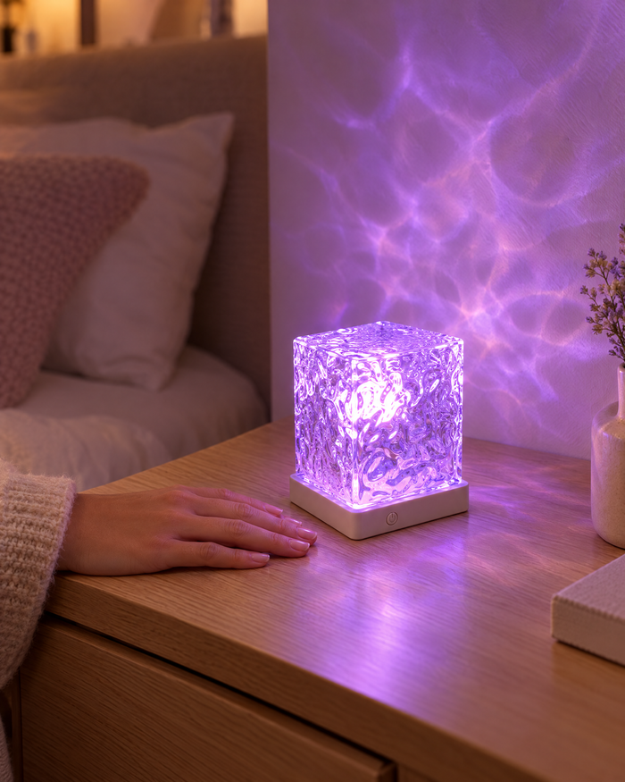 Hand next to the lamp to show its palm-sized scale
