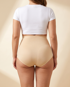 Full coverage back of the tummy control panties in beige